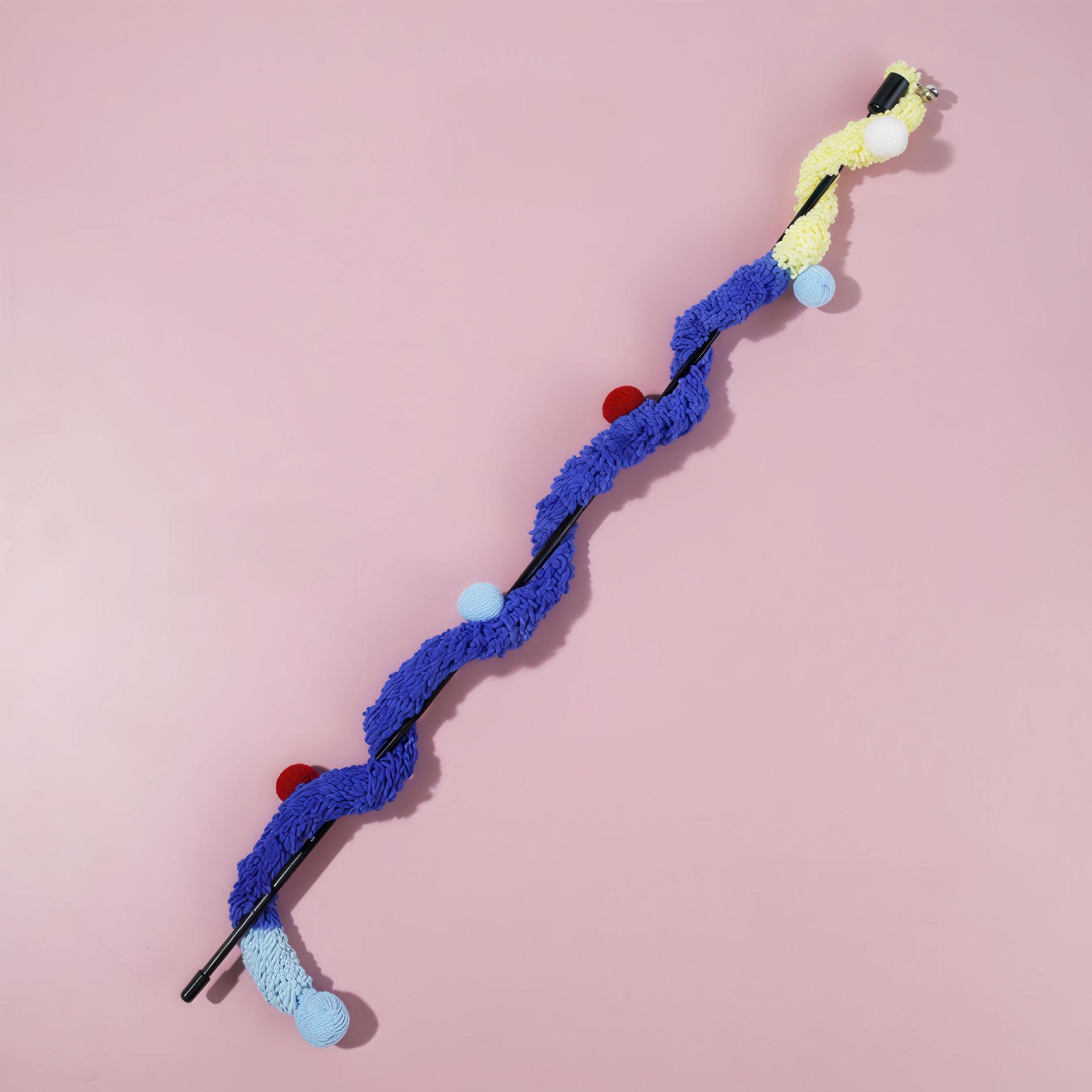 

Cat Teaser Wand with Bell & Plush Strip for Self-Play and Boredom Relief Teaser Wand