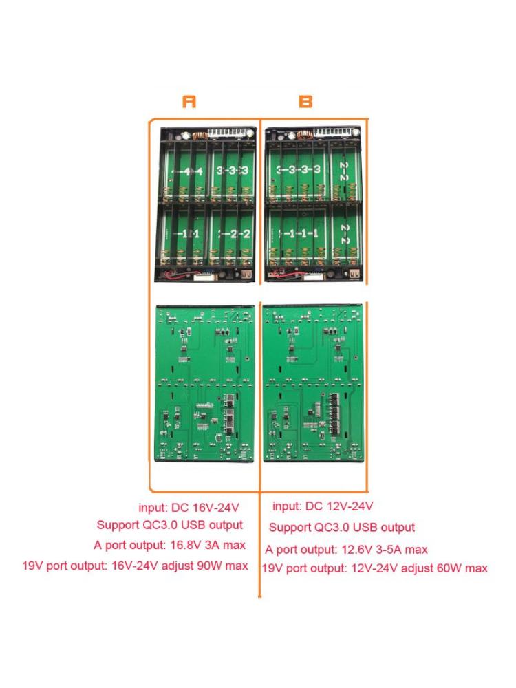 18650 Batteri Powerbank för Fodral Förvaringslåda 12V-24V 16V-24V USB-Port Mobil en Laddare Batterihållare Laddningsbox