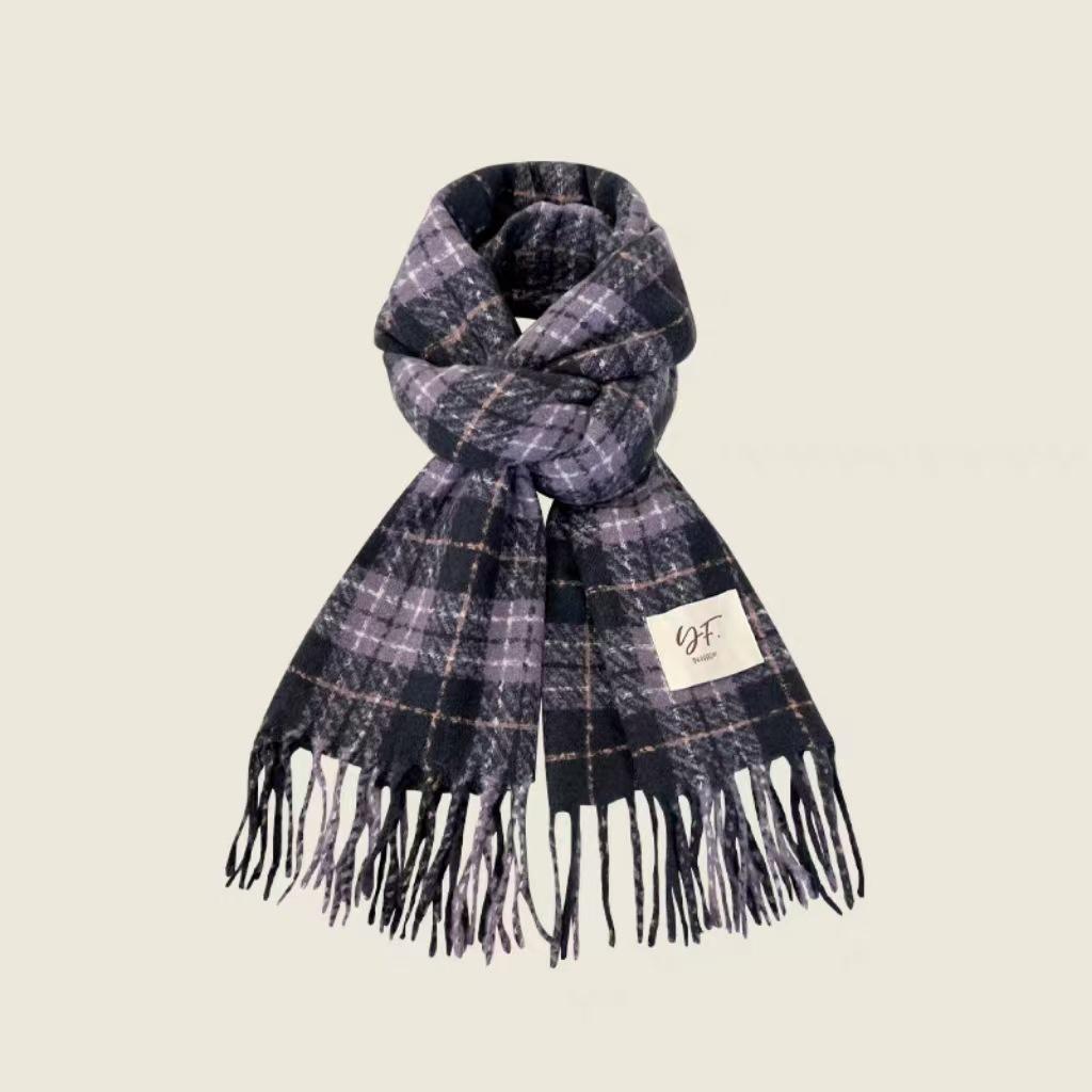 2024 Japonský Retro Kostkovaný Šátek s Třásněmi - Dámský Zimní Hřejivý Všestranný Studentský & Pár Nákrčník