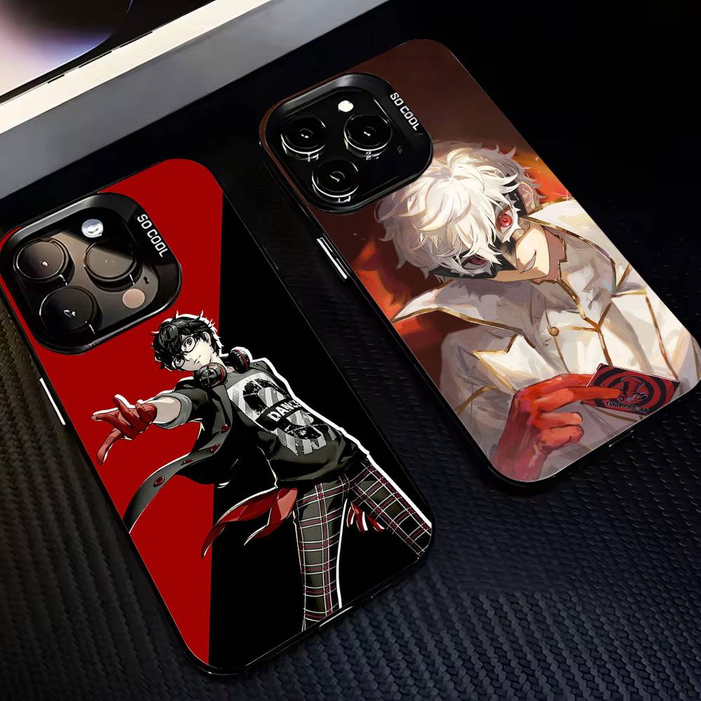 P-Persona 5 COOL Anime Phone Case For iPhone 17,16,15,14,13,12,11 Plus,Pro Max,XS,Colored Silver Plated Inside Cover