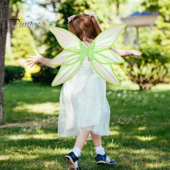 1 sett Fairy Wings Fargerikt garn Vakre alveprinsessevinger med stjernepinne til julefotograferingsfester Rekvisitter