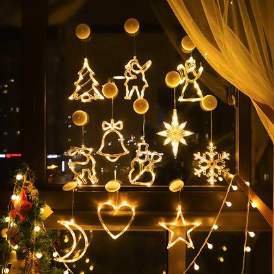 LED Light Snowflake Santa Christmas Hanging Battery-operated Window Ornaments Decoration for Home Xmas Navidad New Year Decor