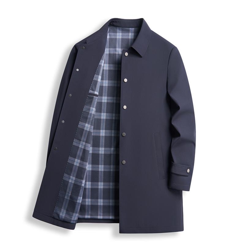 New Lapel Men's High-end Business Middle-aged Jacket High-end Daddy Top Mid-length