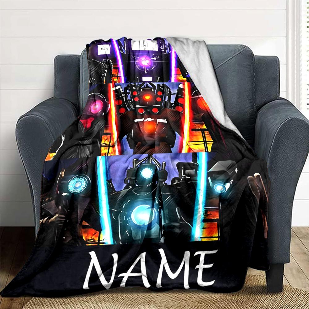 Customizable Skibidi Toilet Multiverse1 Throw Blanket – Personalized Name, All-Season Cozy Snug Blanket, Machine Washable, Personalized Blanket