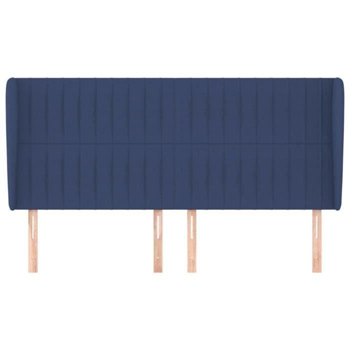 VidaXL Tête de lit avec oreilles Bleu 163x23x118-128 cm Tissu3118206
