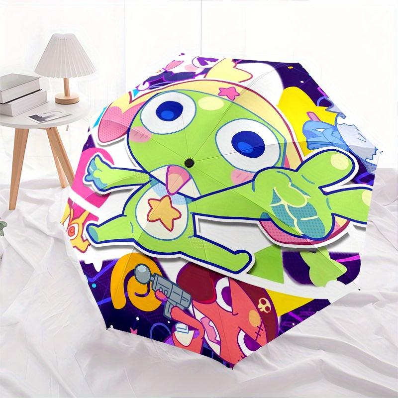 Keroro,Characters Automatic Folding Umbrella 8 Ribs Lightweight Design, Durable Iron Frame, Compact and Portable, Ideal Birthday or Christ
