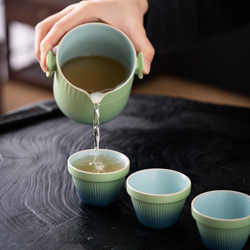 Baizien Chinese Coarse Pottery Portable Travel Tea Set