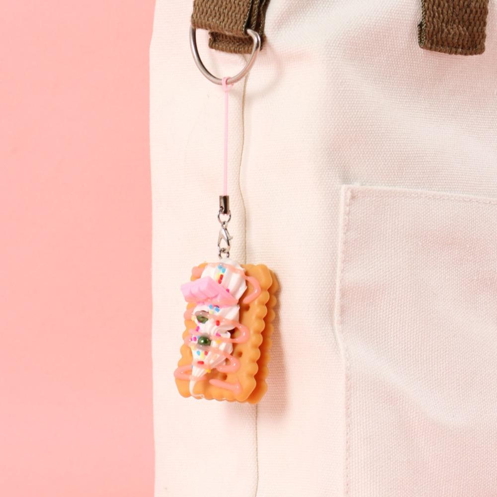 Realistic Cookie Cake Dessert Food Keychain Cartoon 3D Food Key Chains Car Phone