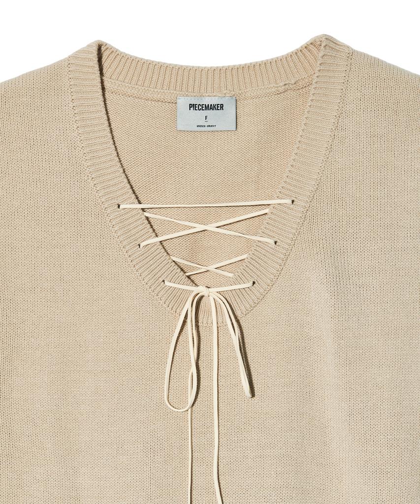 Peace Maker Lace Up Knit Vest (Ivory)