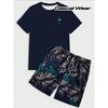 Men's 3D Printed Casual T-shirt Shorts Set Coconut Tree, Round Neck - the Perfect Choice for Summer