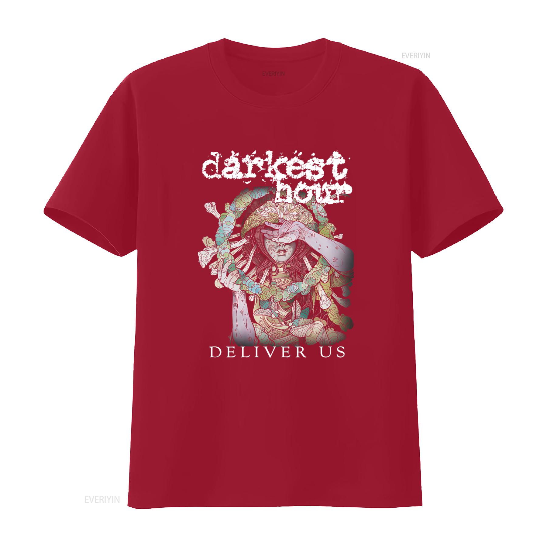 Mens Darkest Hour Deliver Us T Shirt Small Black with Unique Art Print vintage Washed Stretched Top For Everyday Wear S