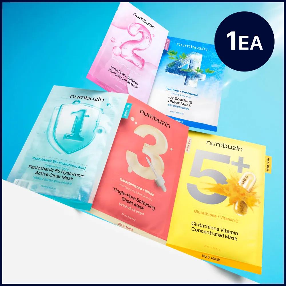 numbuzin No.1–5 Sheet Mask (1 Sheets) [Choose 1] No.1 B5 Hyaluronic Active Clear