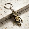 Keychain Pendant Retro Robot Design Movable Joint Swinging Limbs Decorative Key Ring Backpack Accessory