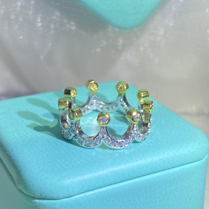 Fashion Glamour Women Crown Gold Plated Crystal Bridal Engagement Ring Ornament