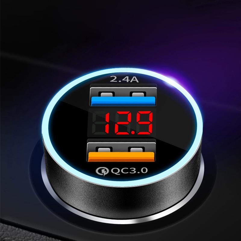 

Автомобильный USB-адаптер, обновленный QC3.0 + 2,4A/3,1A, автомобильное зарядное устройство с двумя USB-портами, ЖК-дисплей, 12-24 В, прикуриватель, быстрое зарядное устройство