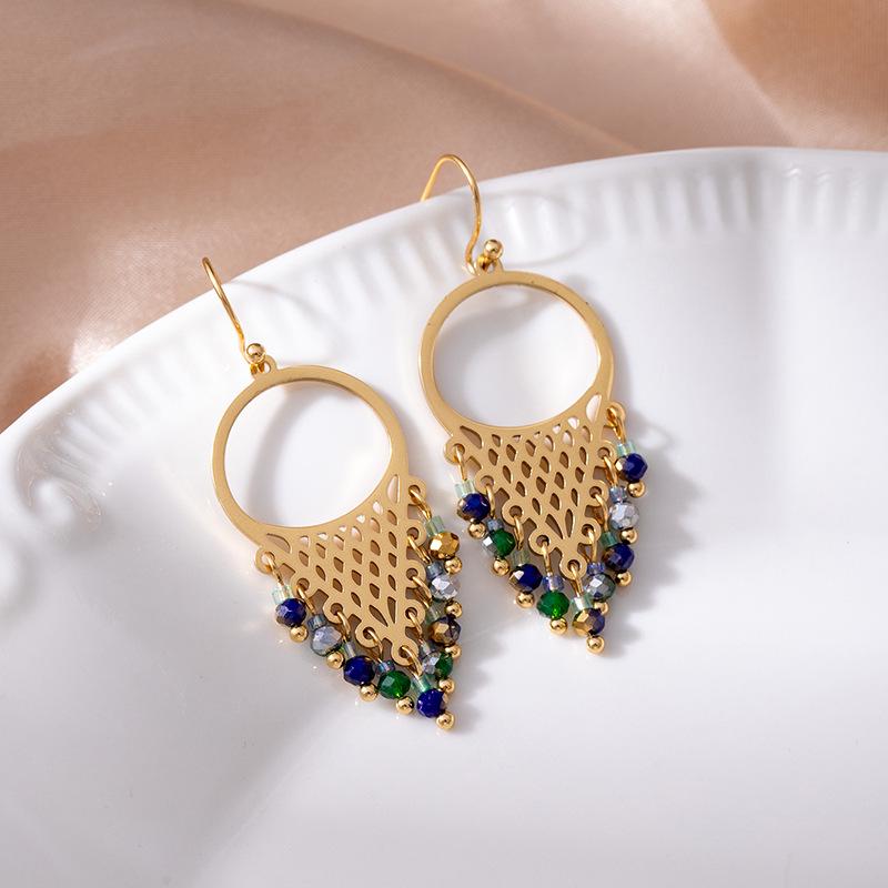 Brincos de Coelho Stud em Aço Inoxidável com Zircônia Azul-Verde Caçador de Sonhos: Moda de Luxo Feminina