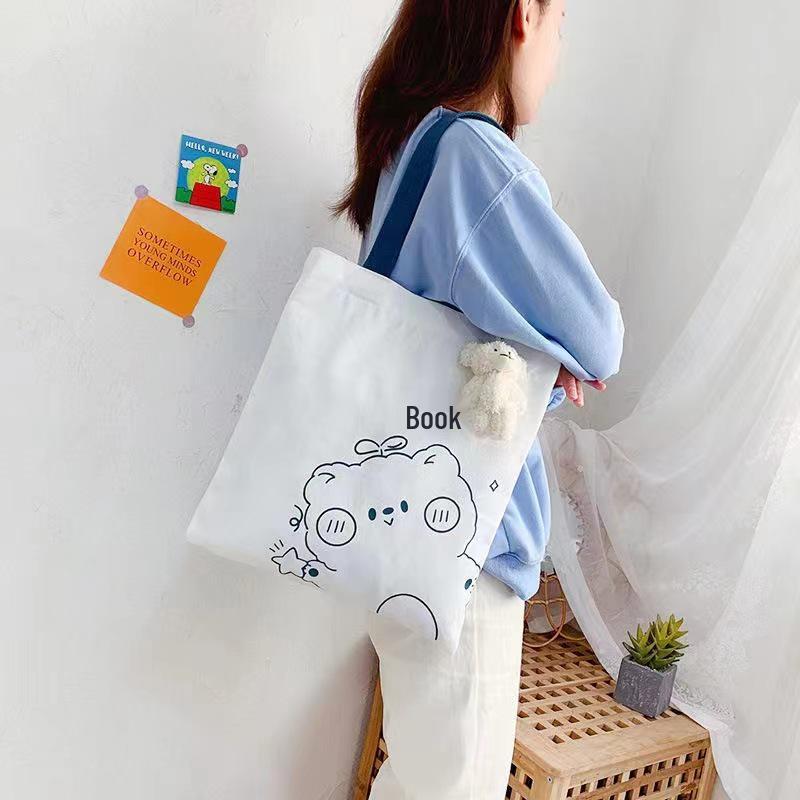2022 New Women's Large-Capacity Single Shoulder Canvas Bag with Zipper - Simple Japanese Ins Style for Students