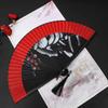 Chinese Style Blossom Printing Folded Fan Exquisite Retro Elegant Handheld Fans Portable with Tassel Tassel Folding Fan
