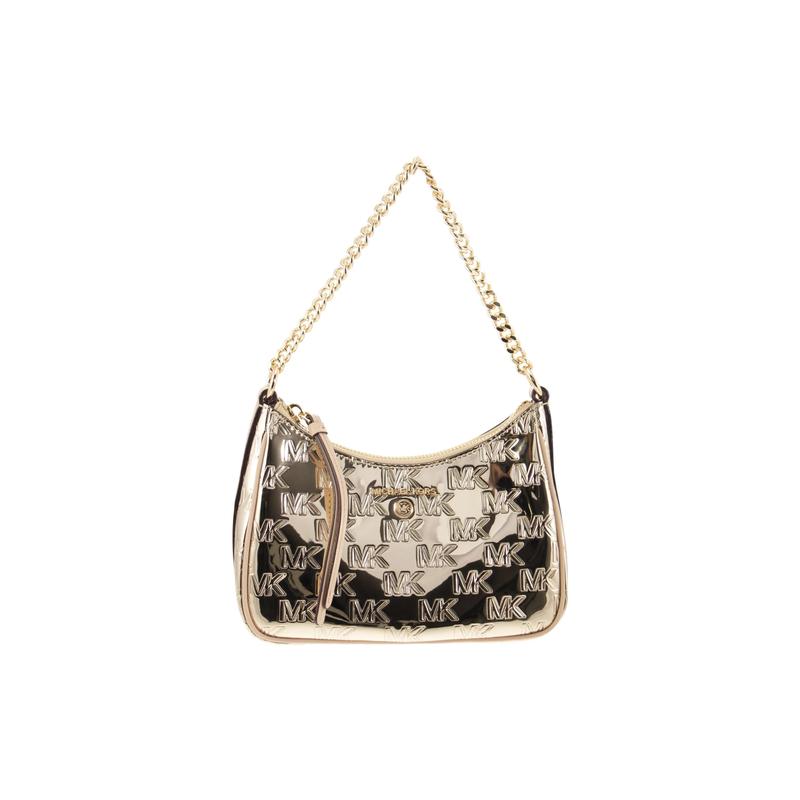 MICHAEL KORS Empire Logo Printed Chain Handle Smooth Leather Shoulder Bag Women s Gold золотой