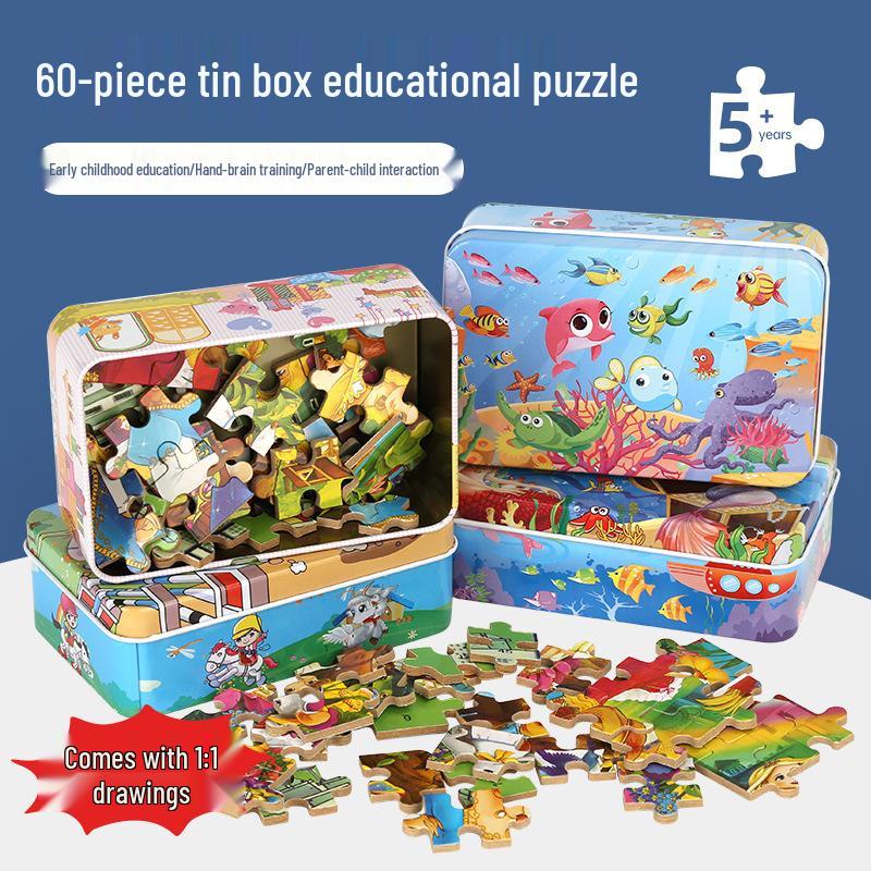 

Wooden Children s Educational Cartoon Jigsaw Puzzle Board - 60 Pieces