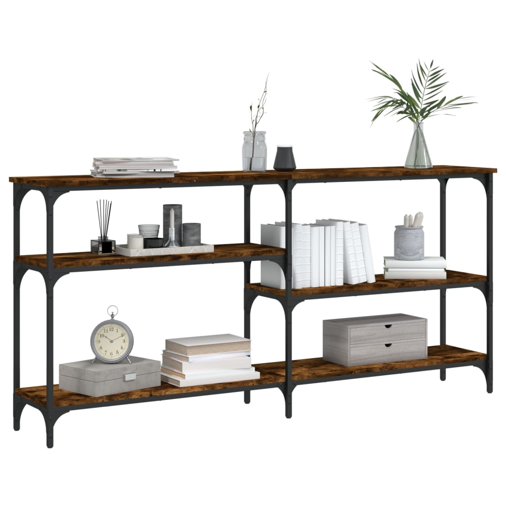 Console Table Smoked Oak 160x29x75 cm Wood Based Panel