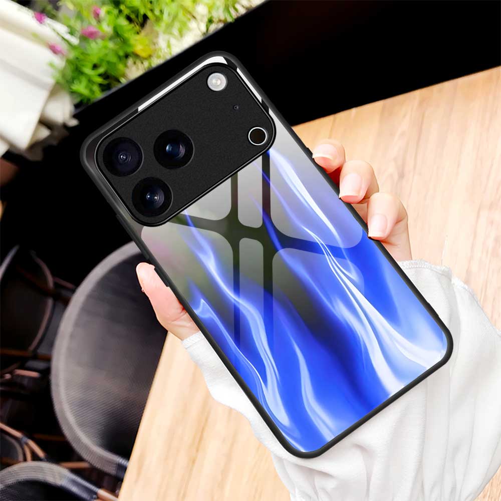 For iPhone 17 Pro Max Case Anti Drop TPU PC Tempered Glass Pattern Printing Phone Back Cover