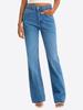 Womens High Waisted Loose Straight Leg Jeans Light Wash Full Length Denim Pants