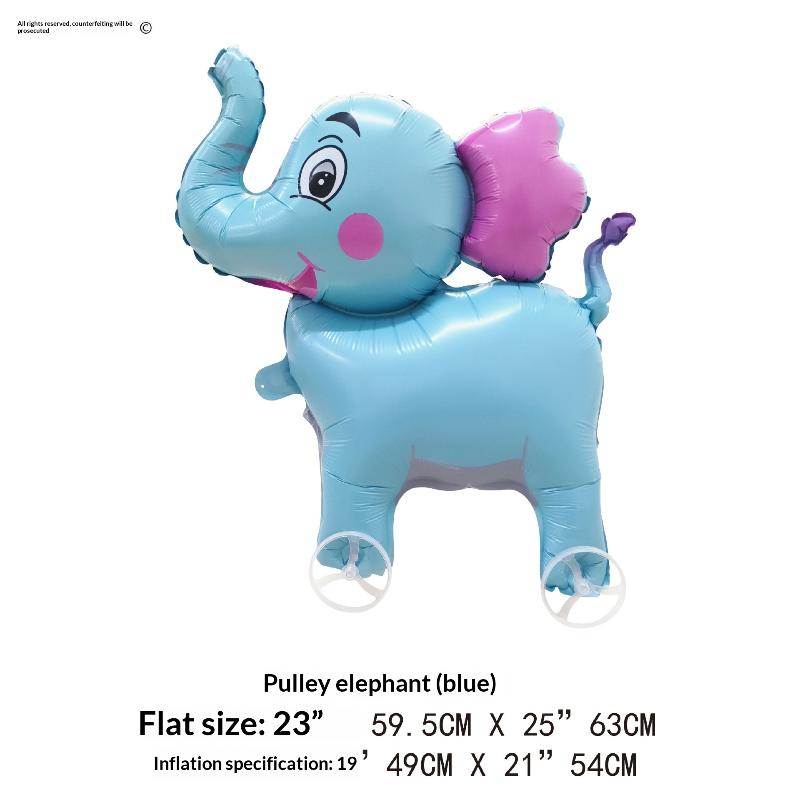 Baloane Folie Desene Animate 4D Elefant Balon Stativ Mers cu Roată Pentru Decor Petrecere Aniversare Copii Baby Shower