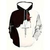 Cross-border Large-size Men's and Women's 3D Digital Printed Fleece Hoodie with Hood, Fashionable and Casual Winter/autumn Hoodie