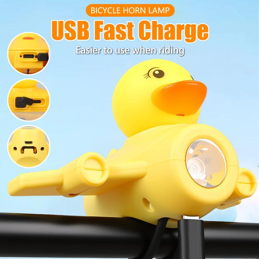 Cartoon Bicycle Headlight Rechargeable Little Duck Bicycle Riding Light Outdoor Night Cycling Bicycle Accessory for Children