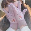 Autumn And Winter Knitted Plush Gloves Outdoor Cycling Windproof Warm Thick Cute Cartoon Touch Screen Gloves