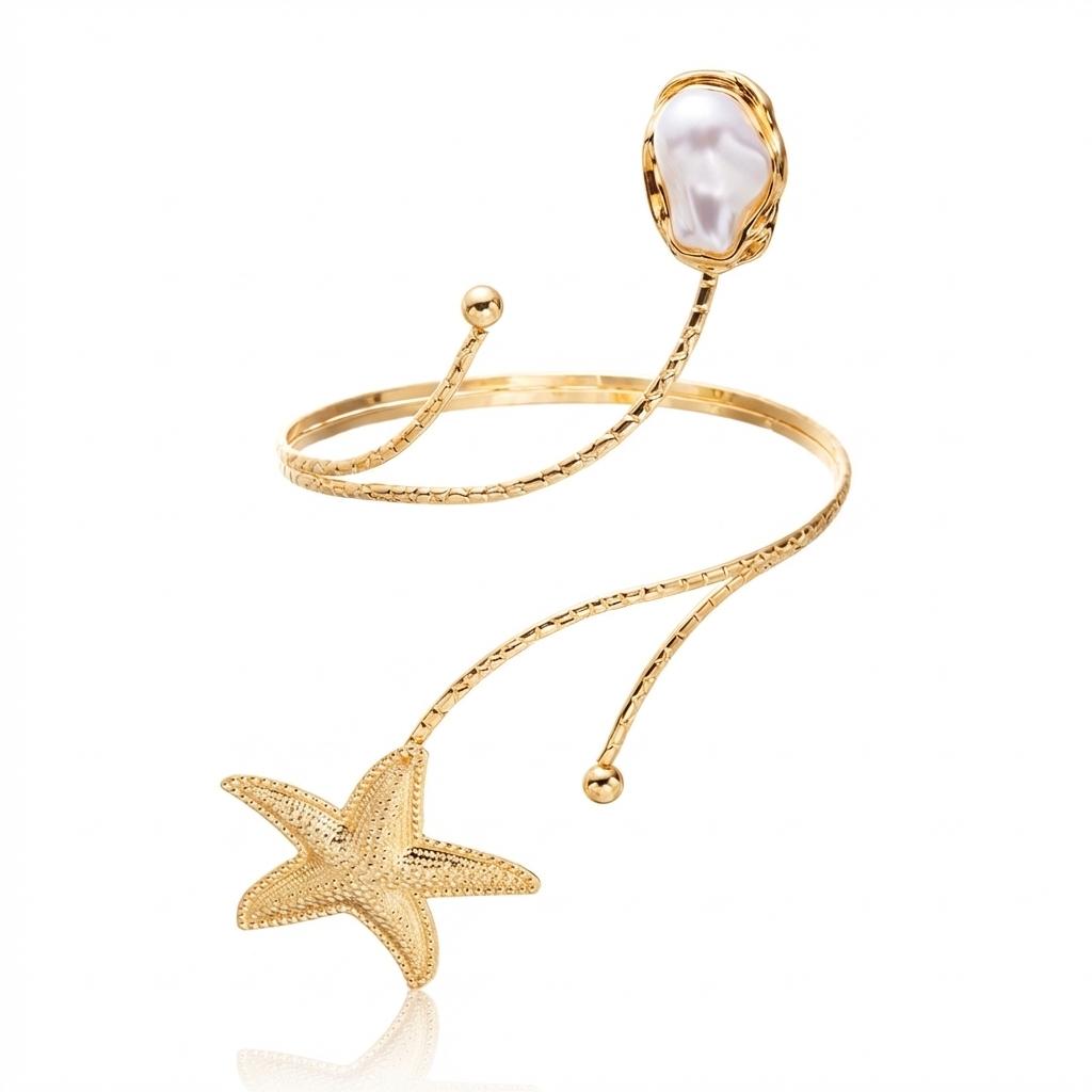 

Minimalist Starfish Open Arm Cuff Bangle Upper Armband Women Summer Beach Vacation Jewelry Accessories