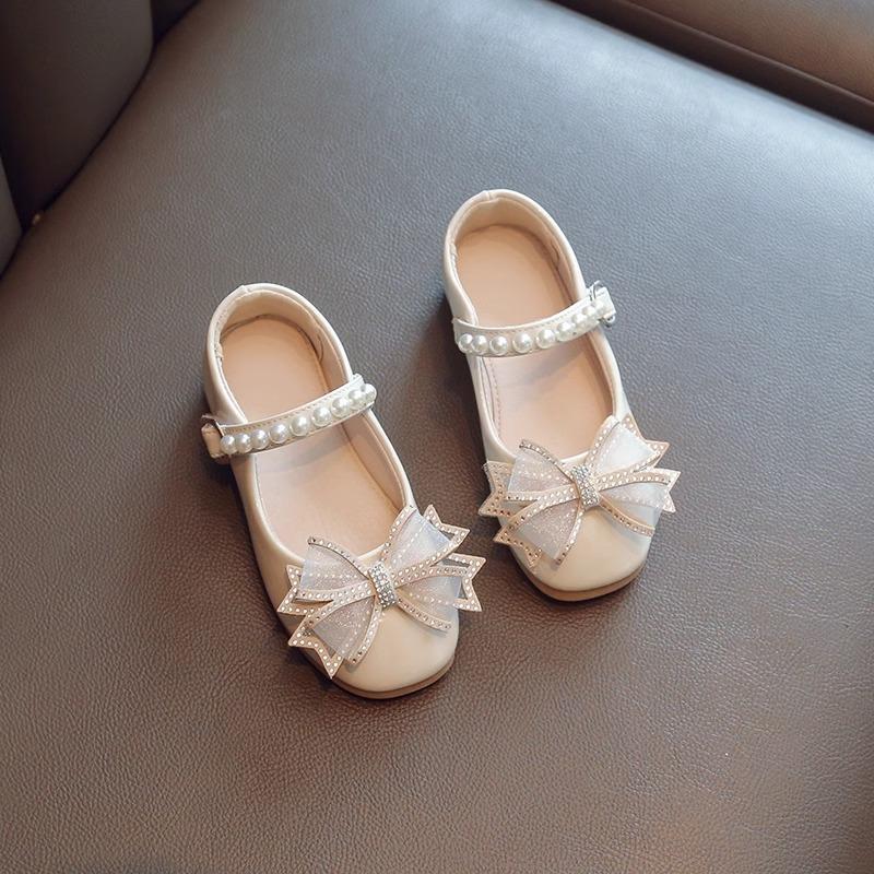 

Кожаная обувь принцессы для девочек, новые летние детские туфли на мягкой подошве с бантом и жемчугом для маленьких девочек, одиночные туфли с бриллиантами и водой 32 белый