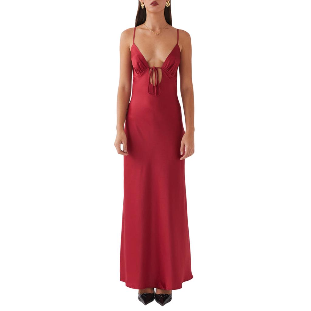 Sleeveless Sling V-neck Front Strap Halter Dress
