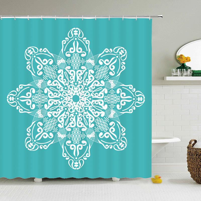 Indian Mandala Shower Curtain Flower Printed Geometric Bohemian Bathroom Curtains Shower Wall Hanging Geometric Shower Curtains
