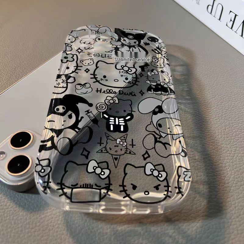 Kuromi & Hello Kitty iPhone Case: Drop-Proof, Cute Design for iPhone 16 Pro, 15 Plus, 14, 13, and X.