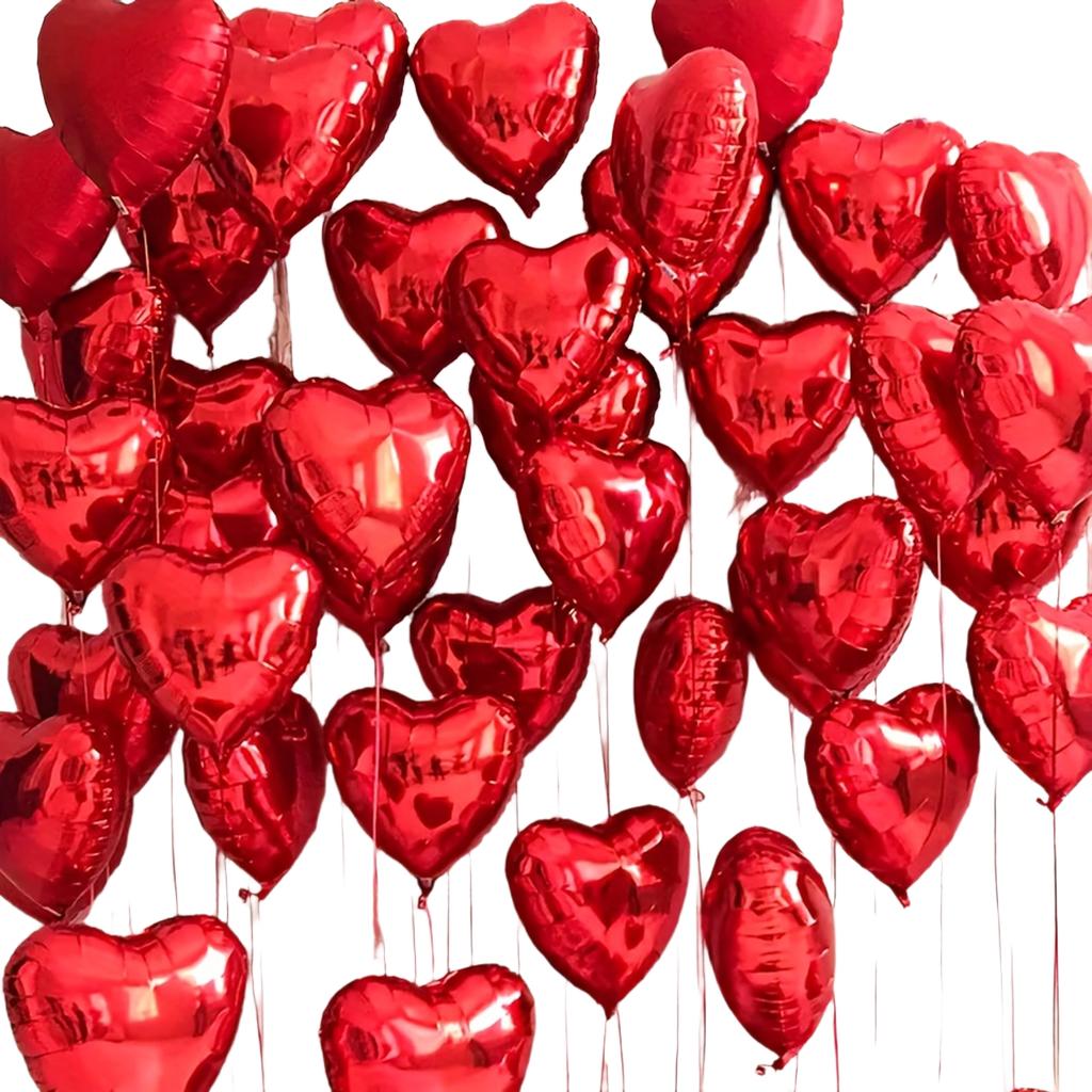 10 Pack Heart-Shaped Foil Balloons for Engagement Wedding Birthday Party Decoration