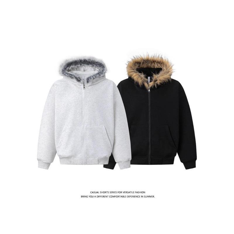 2026 Premium Retro Fur Collar Hoodie Cardigan Jacket for Men & Women - Autumn Trendy Couple Wear
