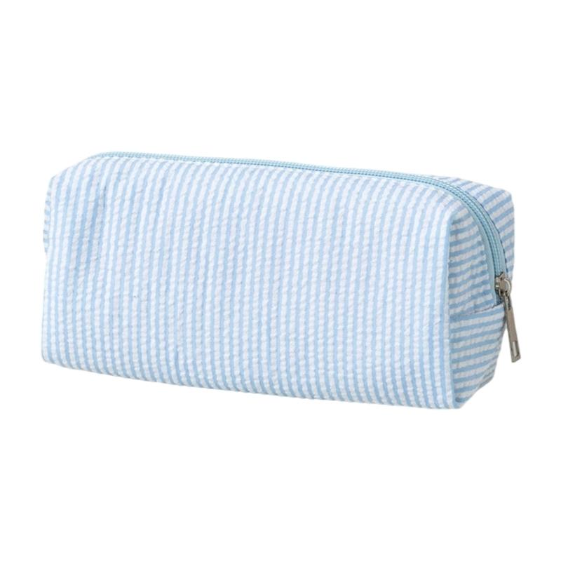 Multiunction Striped Pencil Case Water Resistant Polyester Pen Pouches Travel Cosmetics Bag For School Office Supplies