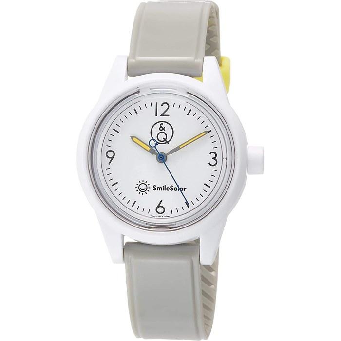 Q&Q SmileSolar Watch Solar Analog Waterproof Polyurethane Strap RP01-015 Women's White X Gray