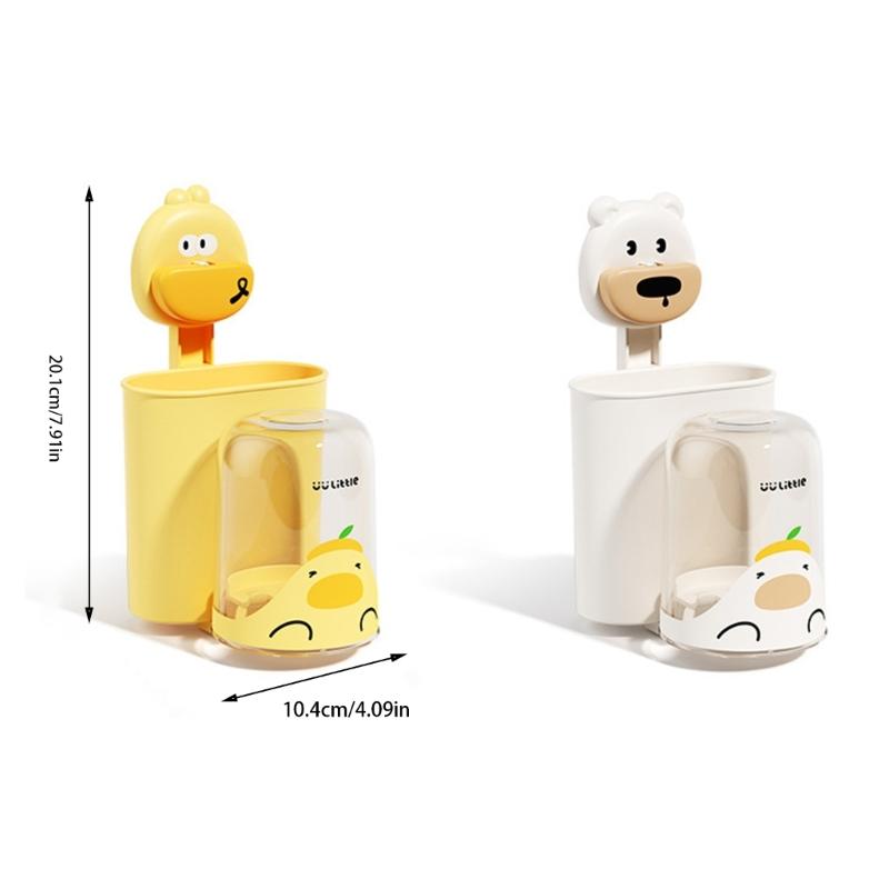 Kids Toothbrush Holders with Cups Wall Mounted & Saves Space Toothbrush Organizes Upgrades for Family Bathrooms