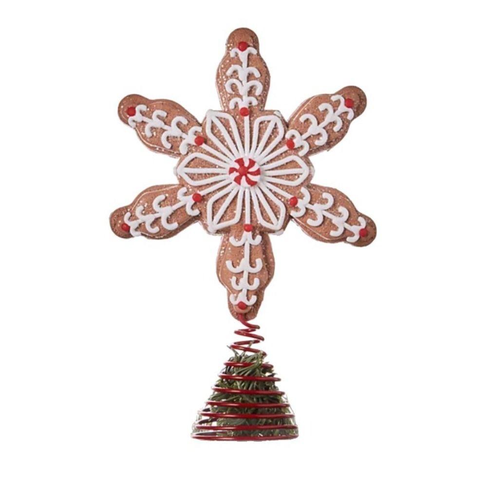 11.5CM Christmas Gingerbread Tree Topper New Year Exquisite Christmas Snowflake Treetop Ornament Sturdy Christmas Tree Topper