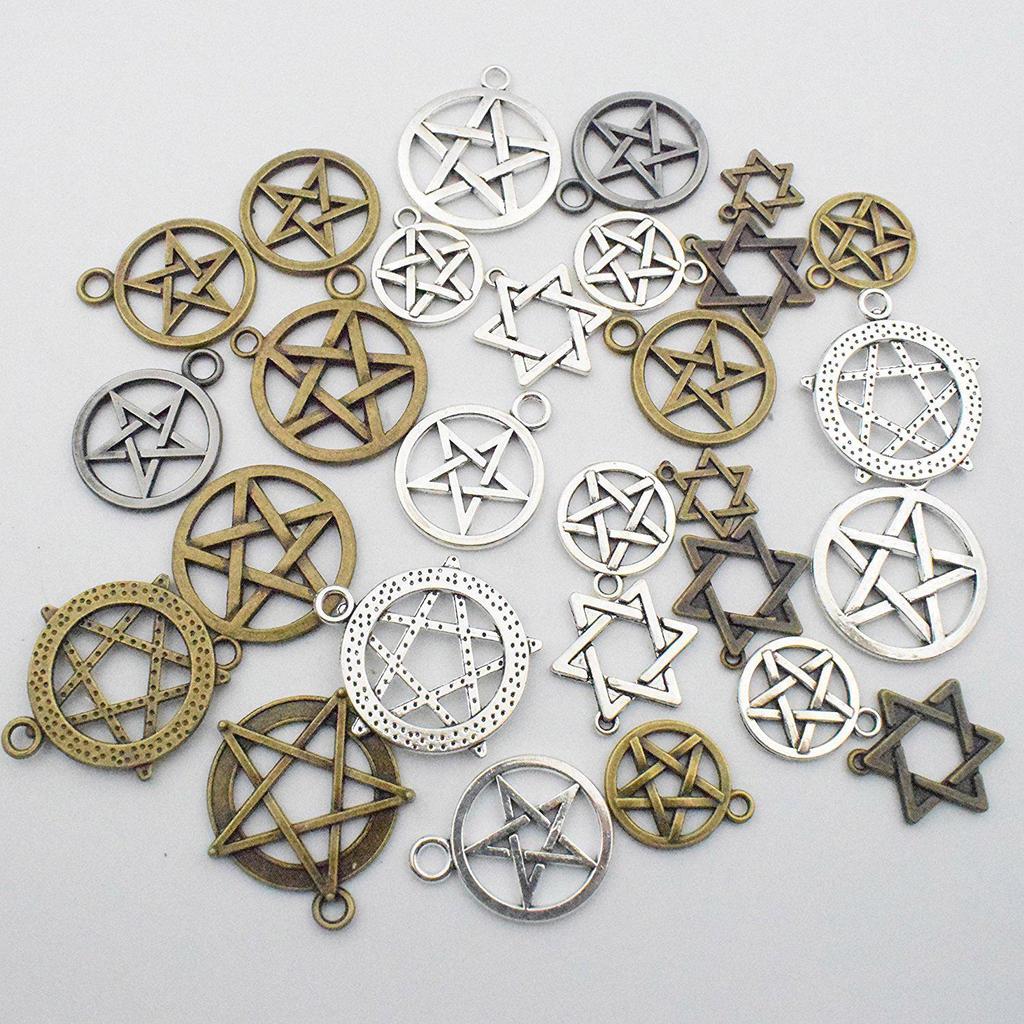 Pandantiv cu stea cu cinci colțuri de tarot retro pentru bijuterii DIY, colier și brățară