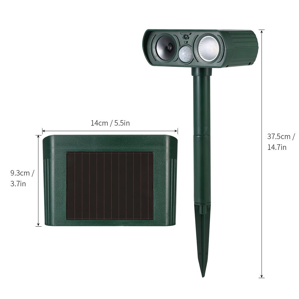 Solar Ultrasonic Animal Repeller for Birds, Dogs, Cats, Snakes, Insects, and Rodents - Outdoor Use for Orchards