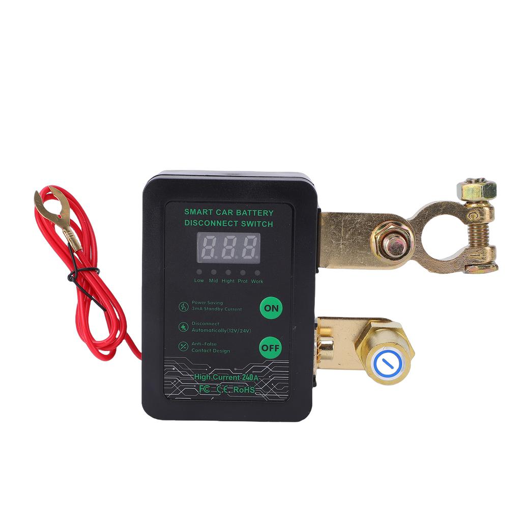 Digital Battery Disconnect Switch, 12V 24V Manual Remote Battery Isolator for Cars, SUVs, MPVs, EVs