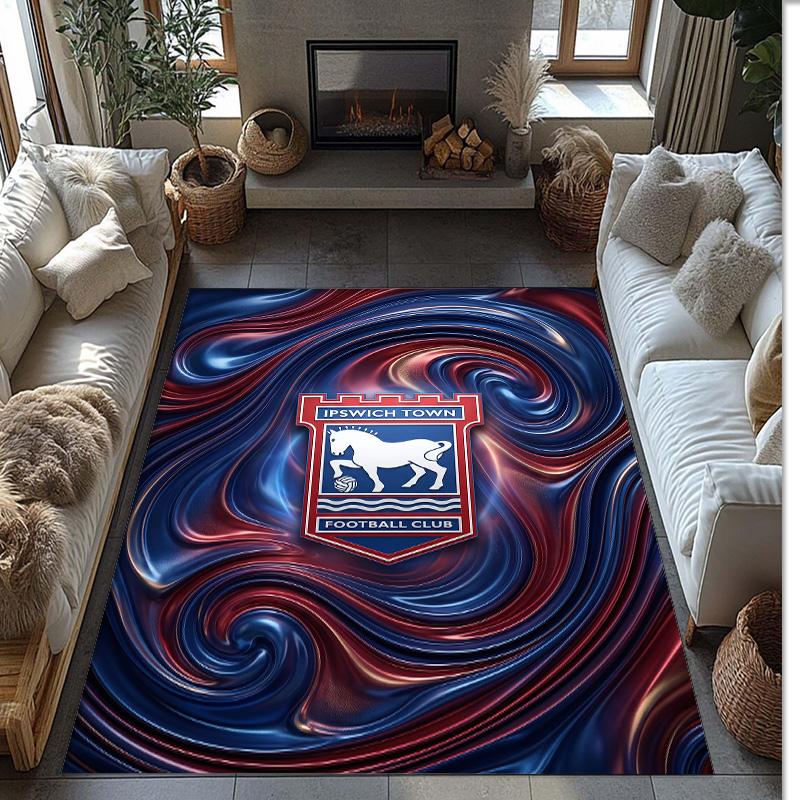 Tappeto in Velluto di Cristallo con Stampa Calcio Ipswich Town, Tappeto da Pavimento Interno Comodo Assorbente d'Acqua Antiscivolo