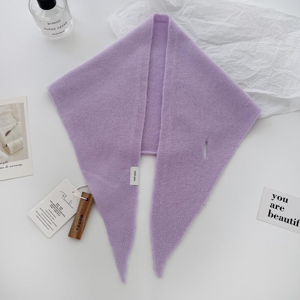 New Korea Styles 100% Wool Knitted Triangular Scarf Women Winter Warm Decorate Headscarf Shawl Neckerchief Hijab Pashmina