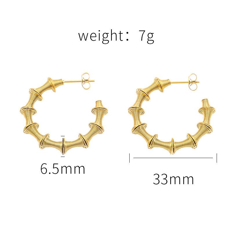 

Personality Exaggerated Spring Bamboo Earrings Light Luxury High Sense C-Shaped Titanium Steel Earrings Jewelry Women Do Not Fade