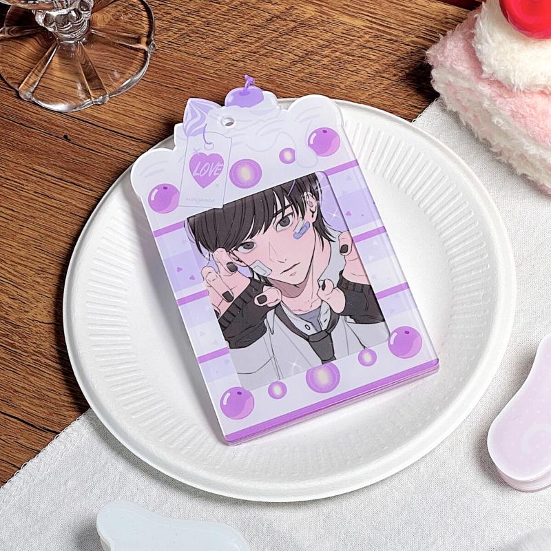 Kawaii Cake Acrylic Photo Frame for 3 Inch Kpop Idol Anime Card Strawberry Cake Protective Case Photocard Sleeves Wholesales