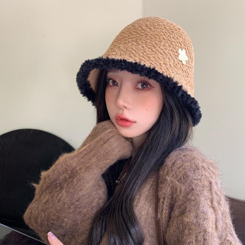 

Шапка женская однотонная универсальная шляпа-ведро из искусственной овечьей шерсти зимняя теплая большая окружность головы шляпа-тазик прилив